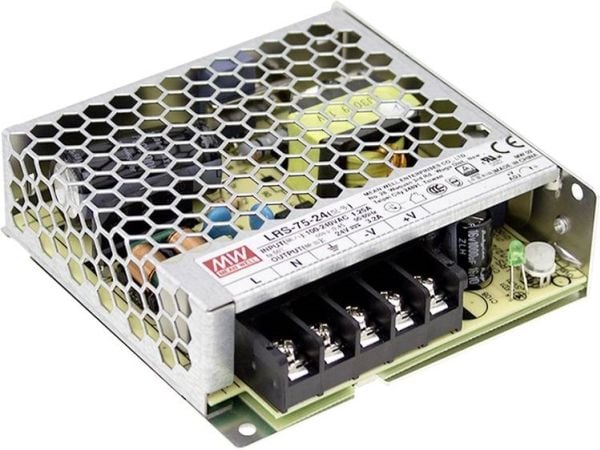 MEAN WELL LRS-75-5, 75 W, 85 - 264 V, Metallinen, RoHS, 97 mm, 99 mm