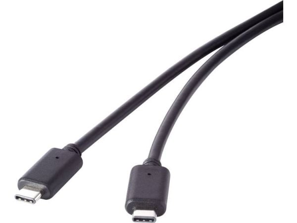 Renkforce RF-4381074, 1,5 m, USB C, USB C, USB 3.2 Gen 2 (3.1 Gen 2), 20000 Mbit/s, Sort
