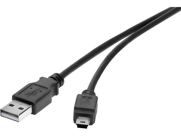 Renkforce RF-4455804, 0,15 m, USB A, Mini-USB B, USB 2.0, Musta