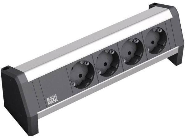 Bachmann DESK 1, 3 m, Musta, Harmaa, 4 AC-pistorasia(a), 230 V, 16 A