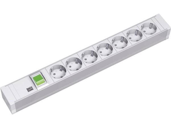 Bachmann 7x Schuko, 2m, 2 m, Tyyppi F, Muovi, Harmaa, Muovi, 7 AC-pistorasia(a)