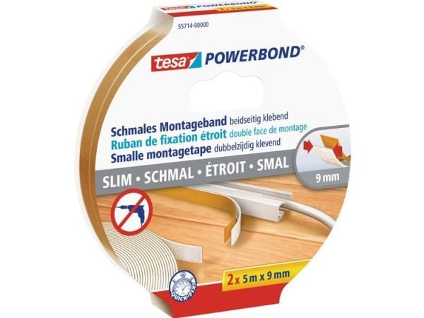 TESA 55714-00000, Monterings tape, Flerfarget, 5 m, Innendørs, Plast, Tre, 9 mm