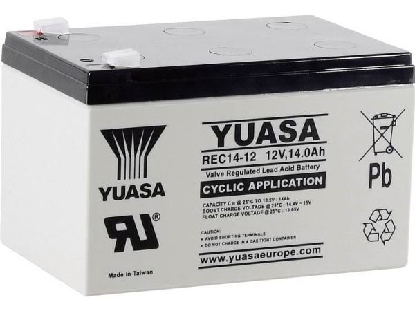 Yuasa REC14-12 blybatteri 12 V 14 Ah (B x H x T) 151 x 97 x 98 mm flatstik 6,35 mm