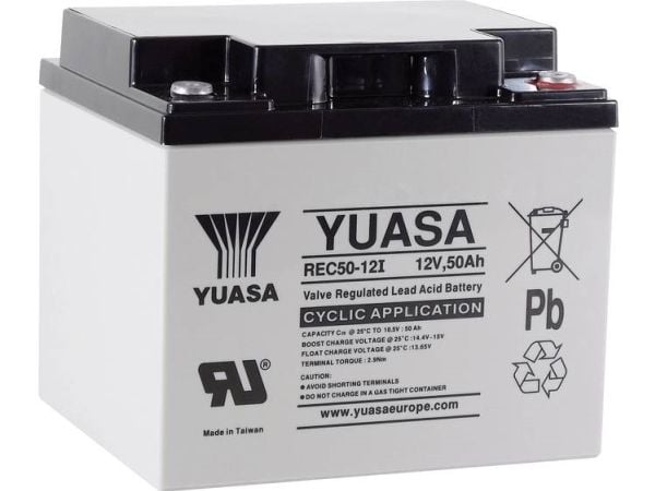 Yuasa REC50-12 YUAREC5012 Lyijyakku 12 V 50 Ah Lyijyakku (B x K x S) 197 x 175 x 165 mm M5-ruuviliitäntä Matala itsepurkautuminen, helppo huoltaa, Yuasa REC50-12 YUAREC5012 Lyijyakku 12 V 50 Ah Lyijyakku (B x K x S) 197 x 175 x 165 mm M5-ruuviliitäntä Matala itsepurkautuminen, helppo huoltaa,