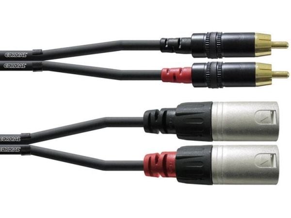 Cordial CFU 6 MC, 2 x RCA, Hankjønn, 2 x XLR (3-pin), Hankjønn, 6 m, Sort