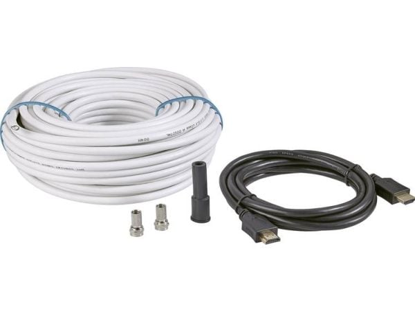 SAT-tilkoblingskabel BKL Electronic [1x F-kontakt, HDMI-kontakt - 1x F-kontakt, HDMI-kontakt] 25,00 m 90 dB sort/hvit