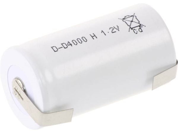 Mexcel D4000H spesialbatteri R20 (D) tåler høy temperatur, U-loddefane, Flat-Top NiCd 1,2 V 4000 mAh