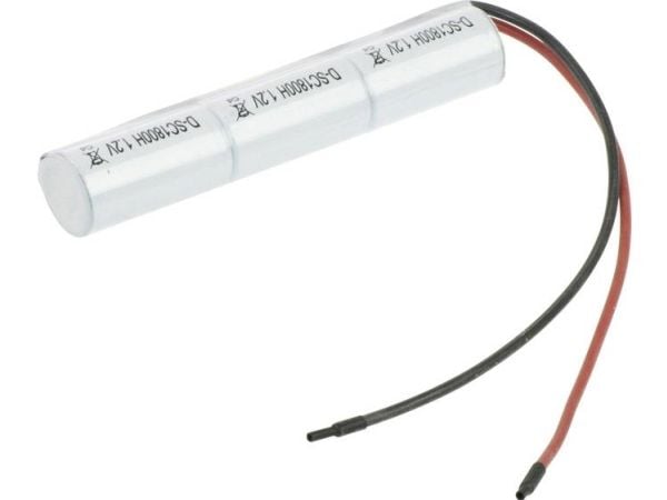 Mexcel Inline L1x3 Akkupaketti 3x Sub-C Korkean lämpötilan kestävä, kaapeli, Flat-Top NiCd 3.6 V 1800 mAh