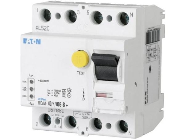 Eaton 167885 FI-sikkerhedsafbryder allstrømssensitiv 4-polet 40 A 0,3 A 240 V, 415 V