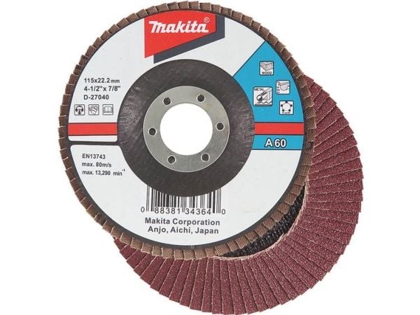 Makita - Klaffplate - for tre, metall, plast, ikke-jernholdig metall - 125 mm - grovkorn: A40 - for Makita GA005GZ, GA008GM201, GA008GZ; XGT GA005GZ