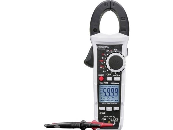 VOLTCRAFT VC-740 E strømtang | digital hånd-multimeter | sprutvannsbeskyttet (IP54) | CAT IV 600 V | display (counts): 6000