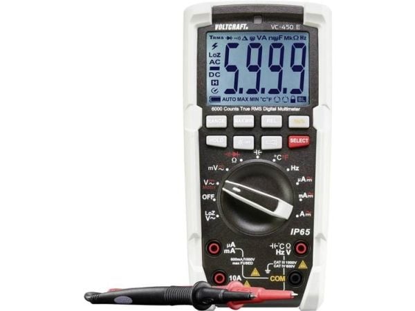 VOLTCRAFT VC-450 E digital håndmultimeter, sprutvannbeskyttet (IP65), CAT III 1000 V / CAT IV 600 V, display (counts): 6000