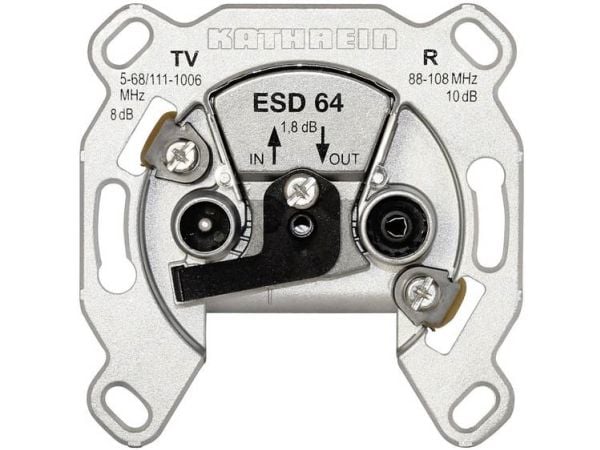 KATHREIN ESD 64 - TV/Satelliitti/Radio-antennipistokemekanismi - IEC ( naaras ), IEC ( uros ) - 1 TV-pistorasia, 1 radiopistorasia