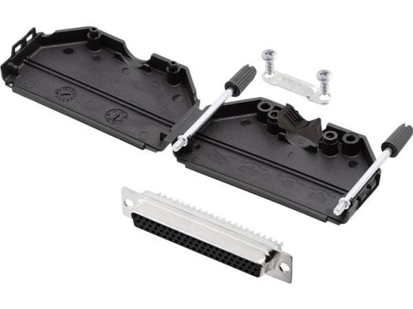 encitech DPPK37-BK-HDS62-K 6355-0011-14 D-SUB hylsesett, 180°, poltall 62, lodde-kopper, 1 sett