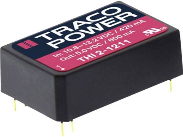 TracoPower THI 0521 DC/DC-muunnin, piirilevy 5 V/DC 12 V/DC, -12 V/DC 80 mA 2 W Lähtöjen lukumäärä: 2 x
