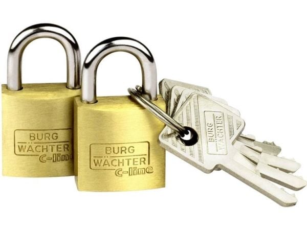 Burg Wächter Duo 222 20 SB hengelås 2-pk, identiske nøkler i messing