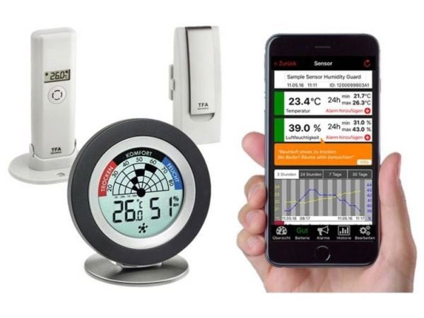 TFA-Dostmann WeatherHub, Luftfuktighet, Temperatur, Wi-Fi, 868 MHz, -40 - 60 ° C, LCD, 200 m
