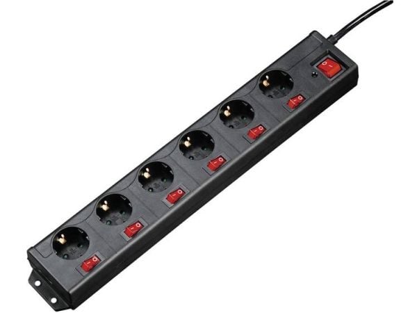 Hama 00137259, 1,4 m, Sisätila, Musta, Synteettinen, 6 AC-pistorasia(a), 230 V