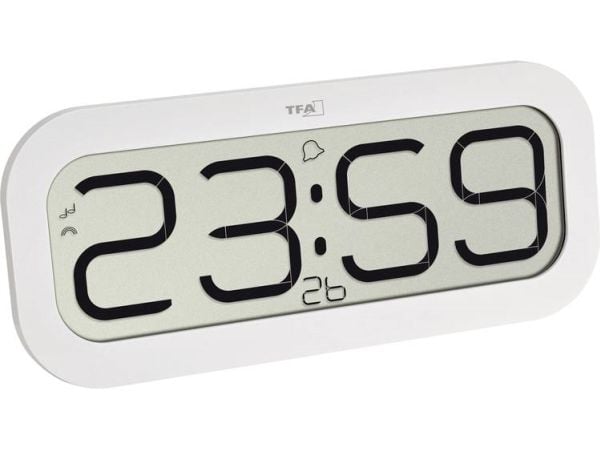 TFA-Dostmann 60.4514, Bord, Digital klokke, Oval, Hvit, LCD, 321 mm