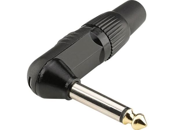 Hicon HI-J63MA06 Jack-plugg 6,35 mm plugg, vinklet Antall pinner: 2 Svart 1 stk