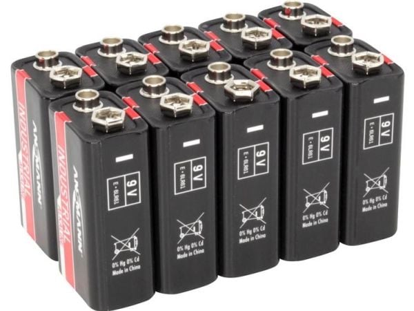 Ansmann 1505-0001, Engangsbatteri, 9V, Alkalinsk, 9 V, 10 stykker, Cd (kadmium), Hg (kvikksølv)