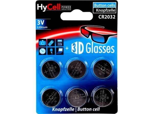 HyCell 1516-0026, Engangsbatteri, CR2032, Lithium, 3 V, 6 stykker, Sølv