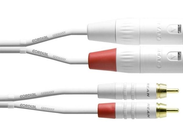 Cordial 2 x RCA til 2 x XLR signalkabel 1,5 m hvit