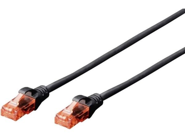 DIGITUS Professional - Koblingskabel - RJ-45 (hann) til RJ-45 (hann) - UTP - CAT 6 - med støvel, uten hindringer - svart