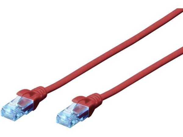 DIGITUS Ecoline - Patch-kabel - RJ-45 (hane) till RJ-45 (hane) - UTP - CAT 5e - startad - röd
