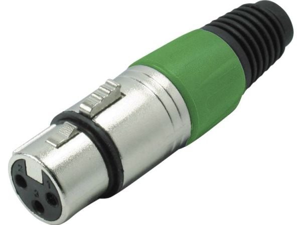 Kabelkobling XLR-kontakt Kash 55022-G, 3 grønn 1 stk