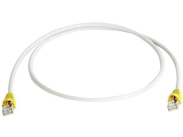 Telegärtner Patch cable S-FTP Cat.7, 0,5 m cable boot yellow, LSZH grey, Cross-Over, 0,5 m