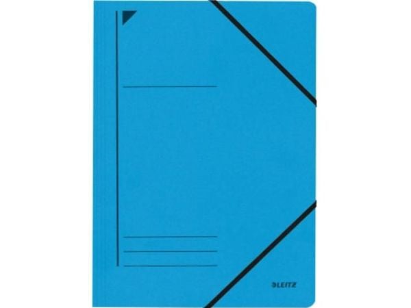 LEITZ hjørneklemme, DIN A4, farget sponplate 450 gsm, blå med elastisk lukking, kapasitet: 250 ark (3980-00-35)