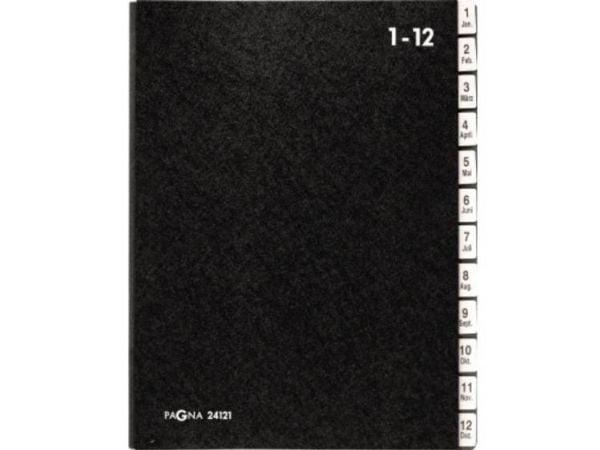 PAGNA Desk Folder Classic 12 lokeroa 1-12/Jan-Dec musta