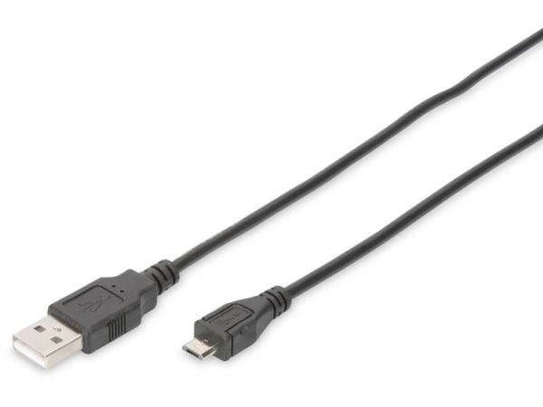 DIGITUS - USB-kaapeli - USB (uros) - Micro-USB Type B (uros) - USB 2.0 - 1 m - muotoiltu - musta