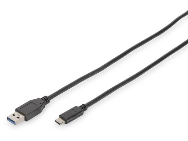 DIGITUS - USB-kaapeli - USB tyyppi A (uros) - USB-C (uros) - USB 3.1 - 1 m - muotoiltu - musta