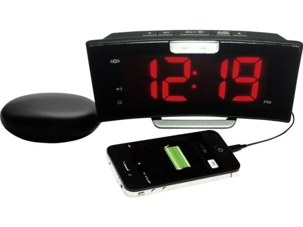 Geemarc Telecom Wake''n''Shake Curve, Digital vekkerklokke, Sort, Innendørs, Voksen, Gutt/Jente, 12/24h
