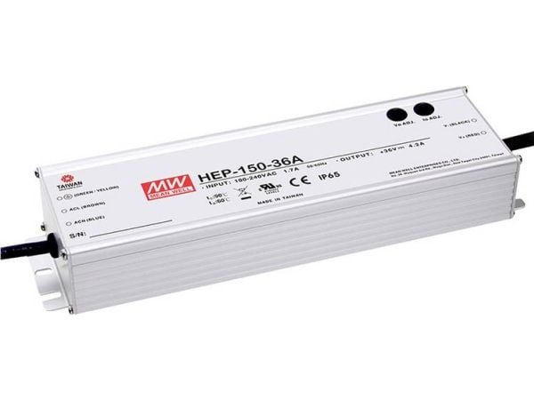 MEAN WELL HEP-150-36A, 90 - 305 V, 150 W, 36 V, RoHS, 68 mm, 228 mm