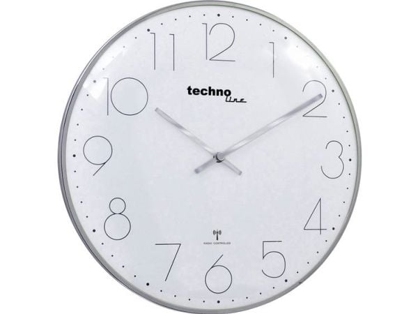 Technoline WT 8235, Vegg, Radiostyrt klokke, Rund, Kromfarget, Analog, 25 mm