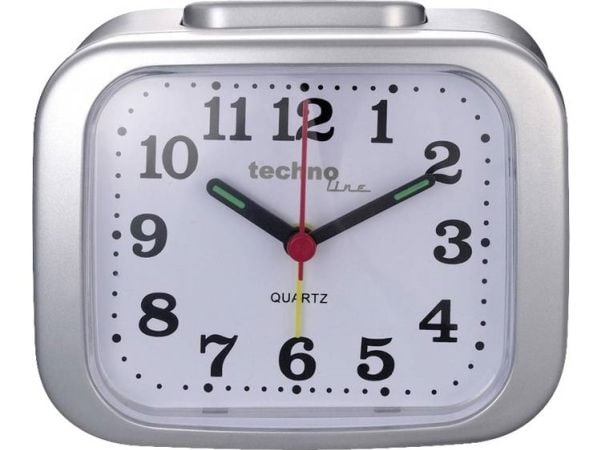 Technoline Modell XL, Quartz vekkerklokke, Cube, Sølv, Analog, AA Mignon (LR06), 85 mm