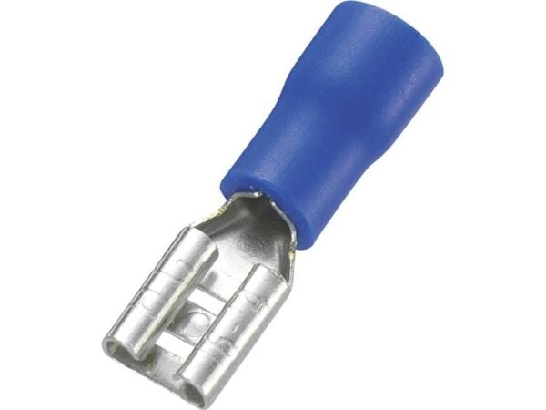TRU COMPONENTS 745180 Fladstik-kabelsko Stikbredde: 4,8 mm Stiktykkelse: 0,8 mm 180 ° Delvist isoleret Blå 100 stk