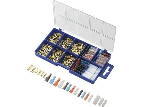 TRU COMPONENTS 739647 Klemmeforbindelsesstykker-sortiment 0,104 mm² 2,50 mm² Läpinäkyvä, Sort, Rød, Blå 260 stk