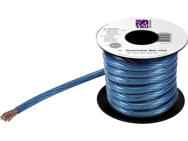TRU COMPONENTS 1565201 Maadoituskaapeli 1 x 25 mm² Sininen 5 metriä