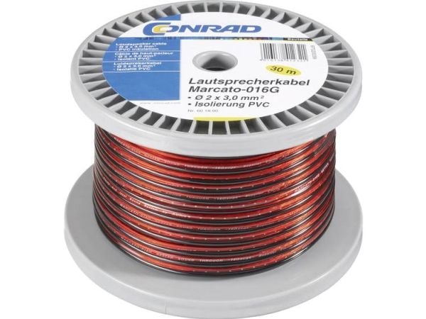 TRU COMPONENTS 1565746 Høyttalerkabel 2 x 0,8 mm² rød/sort 100 m
