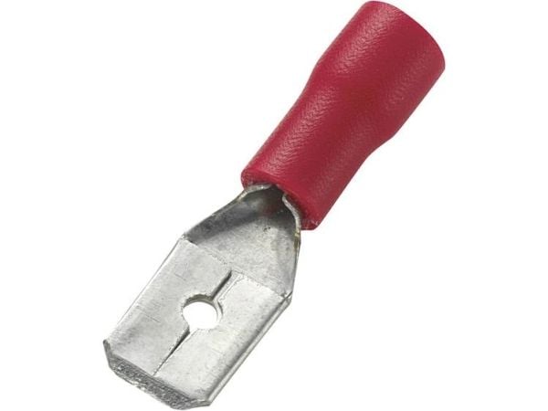 TRU COMPONENTS 745410 flatstift kontaktbredde 6,4 mm kontakttykkelse 0,8 mm 180° delvis isolert rød (100 stk.)