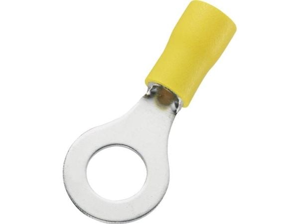 TRU COMPONENTS 746750 Rengasmainen kaapelinsokka Poikkileikkaus (max.)=6 mm² Reiän halkaisija =8,4 mm Osittain eristetty Keltainen 50 kpl