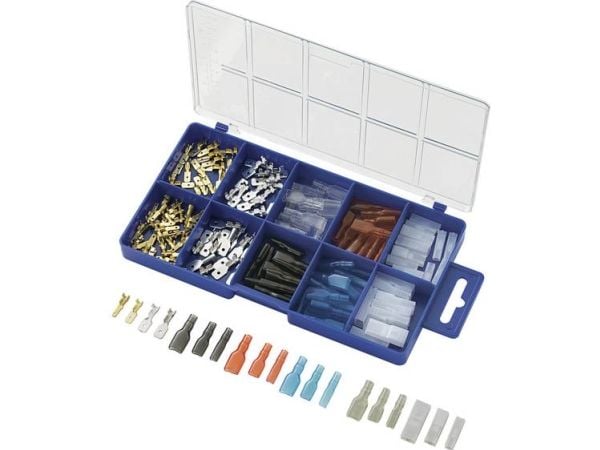 TRU COMPONENTS 739660 Klemmeforbindelsesstykker-sortiment 0.50 mm² 2.50 mm² Läpinäkyvä, Sort, Rød, Blå 160 stk