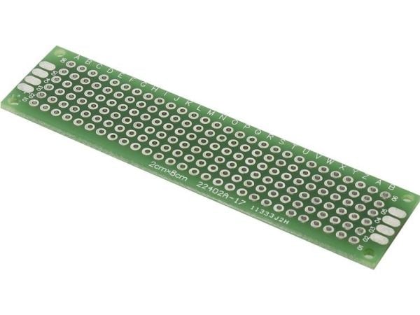 TRU COMPONENTS PCB2-3070 printplate for eksperimenter Epoxy (L x B) 70 x 30 mm 35 µm rutenett 2,54 mm 1 stk