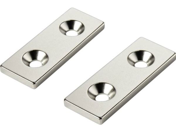 TRU COMPONENTS W40L15T3-2M4 permanentmagnet rektangulær 40 x 15 x 3 mm N35 (maks. 80 °C)