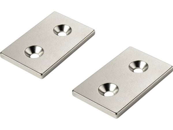 TRU COMPONENTS W40L25T5-2M4 permanentmagnet rektangulær 40 x 25 x 5 mm N35
