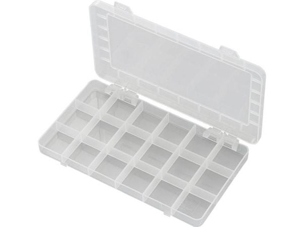 TRU COMPONENTS PP18-01 Sortimentskasse (L x B x K) 195 x 100 x 13 mm Antal fag: 18 Fast underopdeling 1 stk